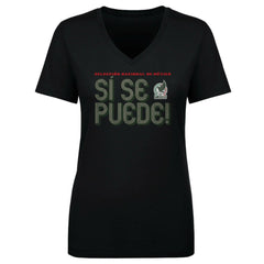 Mexico National Team 500 Level Women's Si Se Puede Inline Bold V-Neck T-Shirt Black - FIFA World CUP