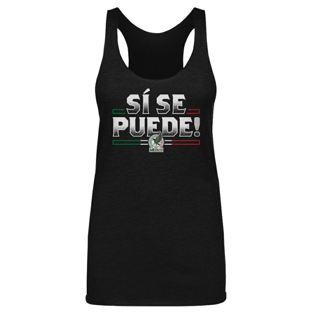 Mexico National Team 500 Level Women's Si Se Puede Tri-Blend Racerback Tank Top Black - FIFA World CUP