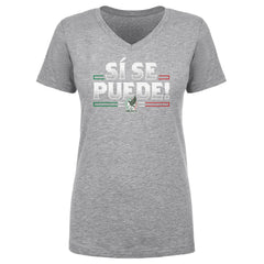 Mexico National Team 500 Level Women's Si Se Puede V-Neck T-Shirt Heather Gray - FIFA World CUP