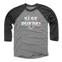 Mexico National Team 500 Level Unisex Si Se Puede Raglan 3/4-Sleeve Baseball T-Shirt Black/Heather Gray - FIFA World CUP