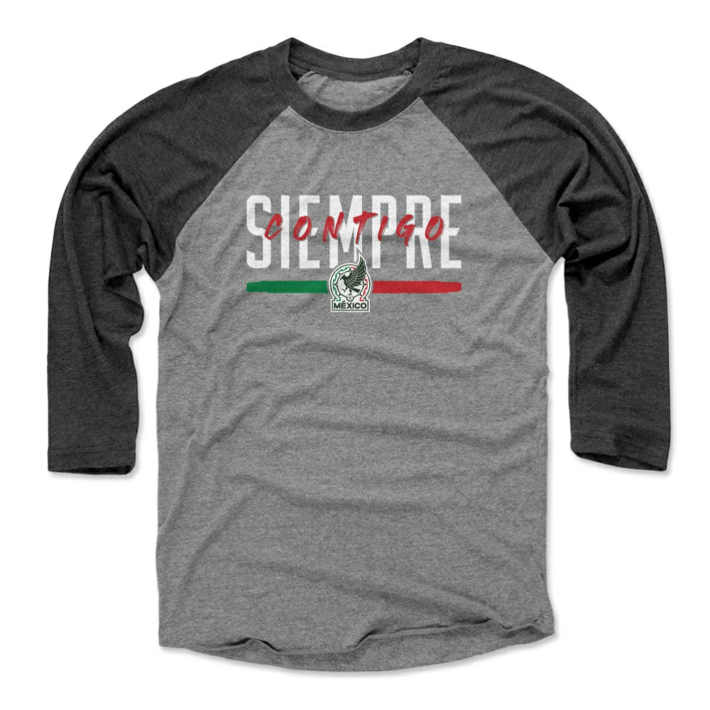 Mexico National Team 500 Level Siempre Contigo 3/4-Sleeve Tri-Blend Baseball T-Shirt Black/Heather Gray - FIFA World CUP