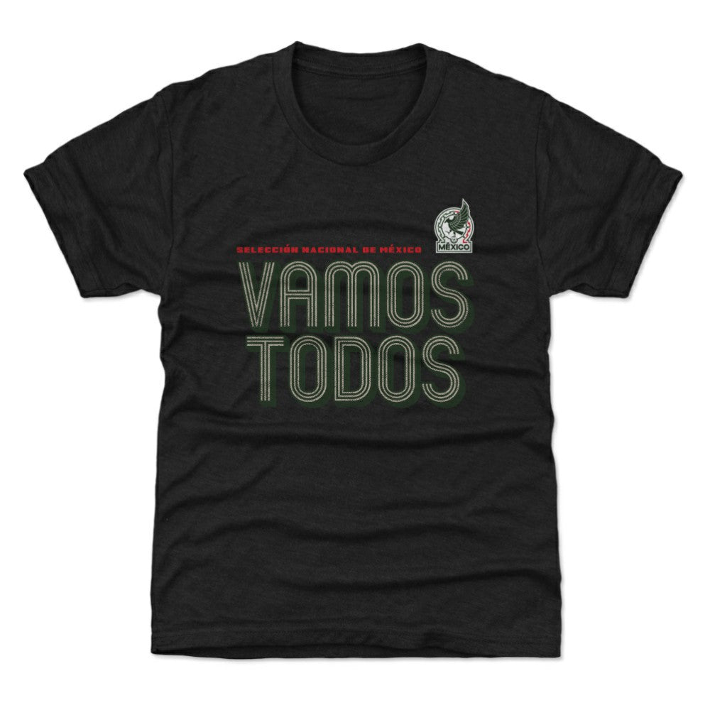 Mexico National Team 500 Level Youth Vamos Todos Inline Bold T-Shirt Black - FIFA World CUP