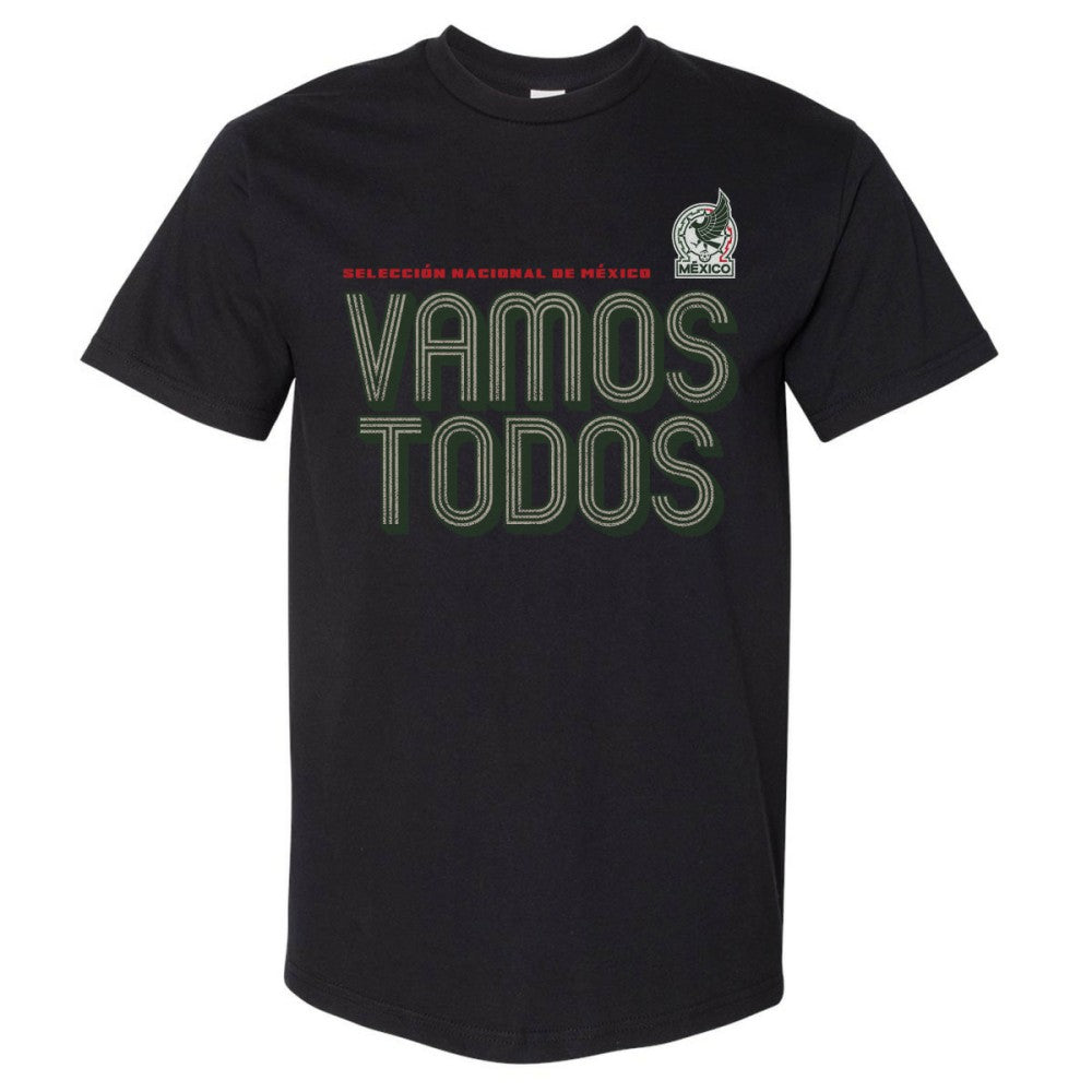 Mexico National Team 500 Level Vamos Todos Inline Bold Heavyweight T-Shirt Black - FIFA World CUP