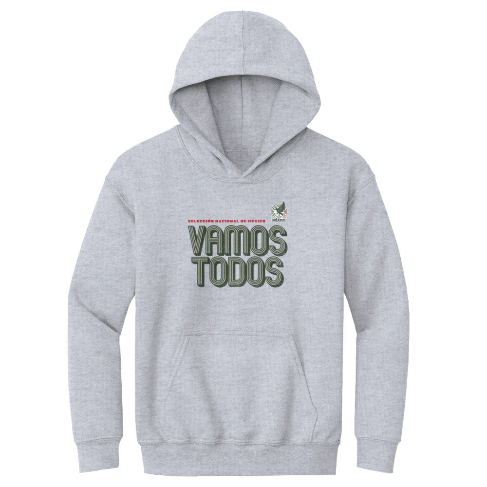 Mexico National Team 500 Level Youth Vamos Todos Inline Bold Pullover Hoodie Gray - FIFA World CUP