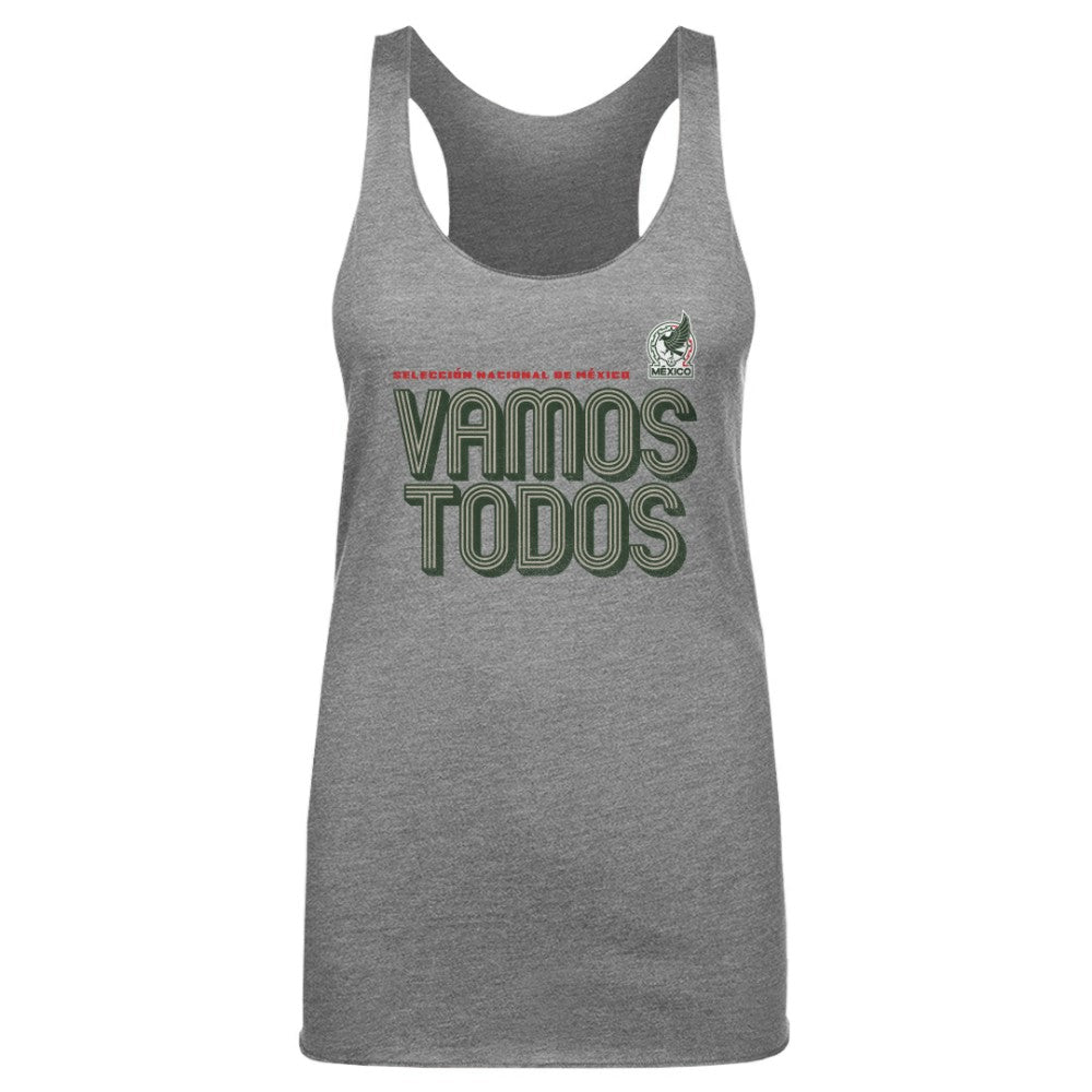 Mexico National Team 500 Level Women's Vamos Todos Inline Bold Tri-Blend Tank Top Gray - FIFA World CUP