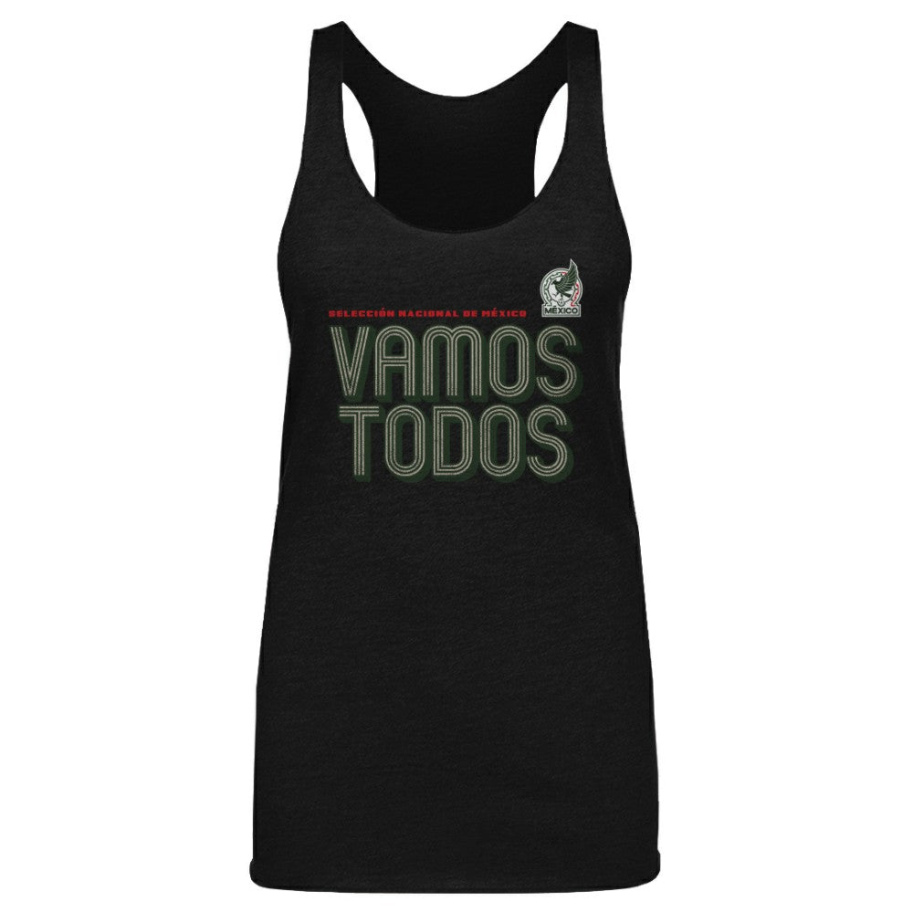 Mexico National Team 500 Level Women's Vamos Todos Inline Bold Tri-Blend Tank Top Black - FIFA World CUP