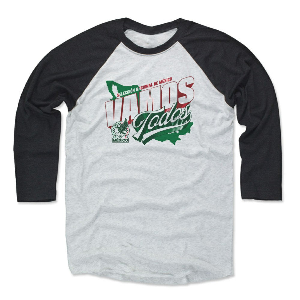 Mexico National Team 500 Level Vamos Todos 3/4-Sleeve Tri-Blend Baseball T-Shirt Black/White - FIFA World CUP