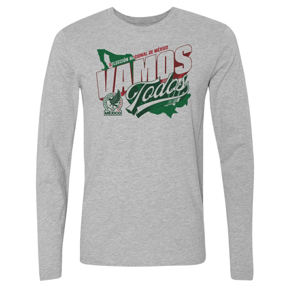 Mexico National Team 500 Level Vamos Todos Country Long Sleeve T-Shirt Heather Gray - FIFA World CUP