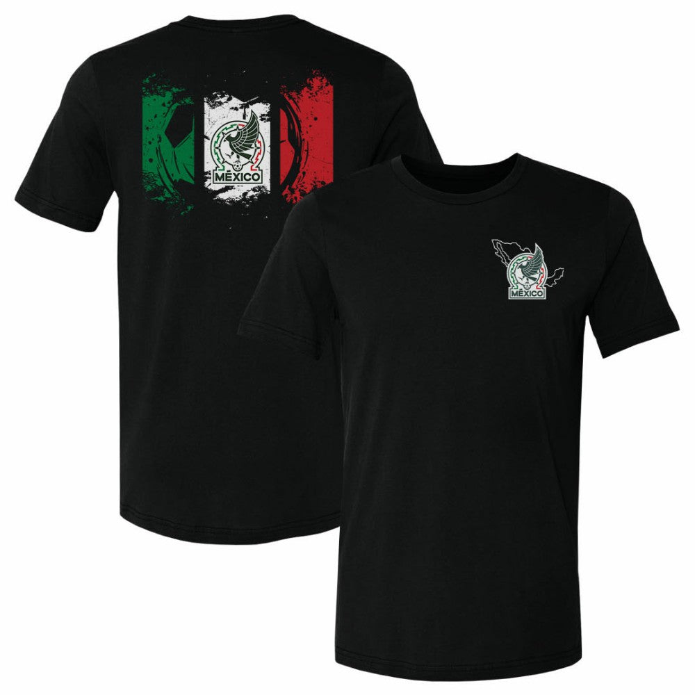 Mexico National Team 500 Level Grunge Flag F&B T-Shirt Black - FIFA World CUP