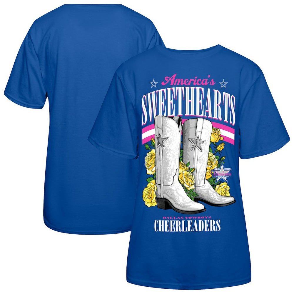 Dallas Cowboys Cheerleaders Women's Sweetheart Boots T-Shirt Royal | NFL
