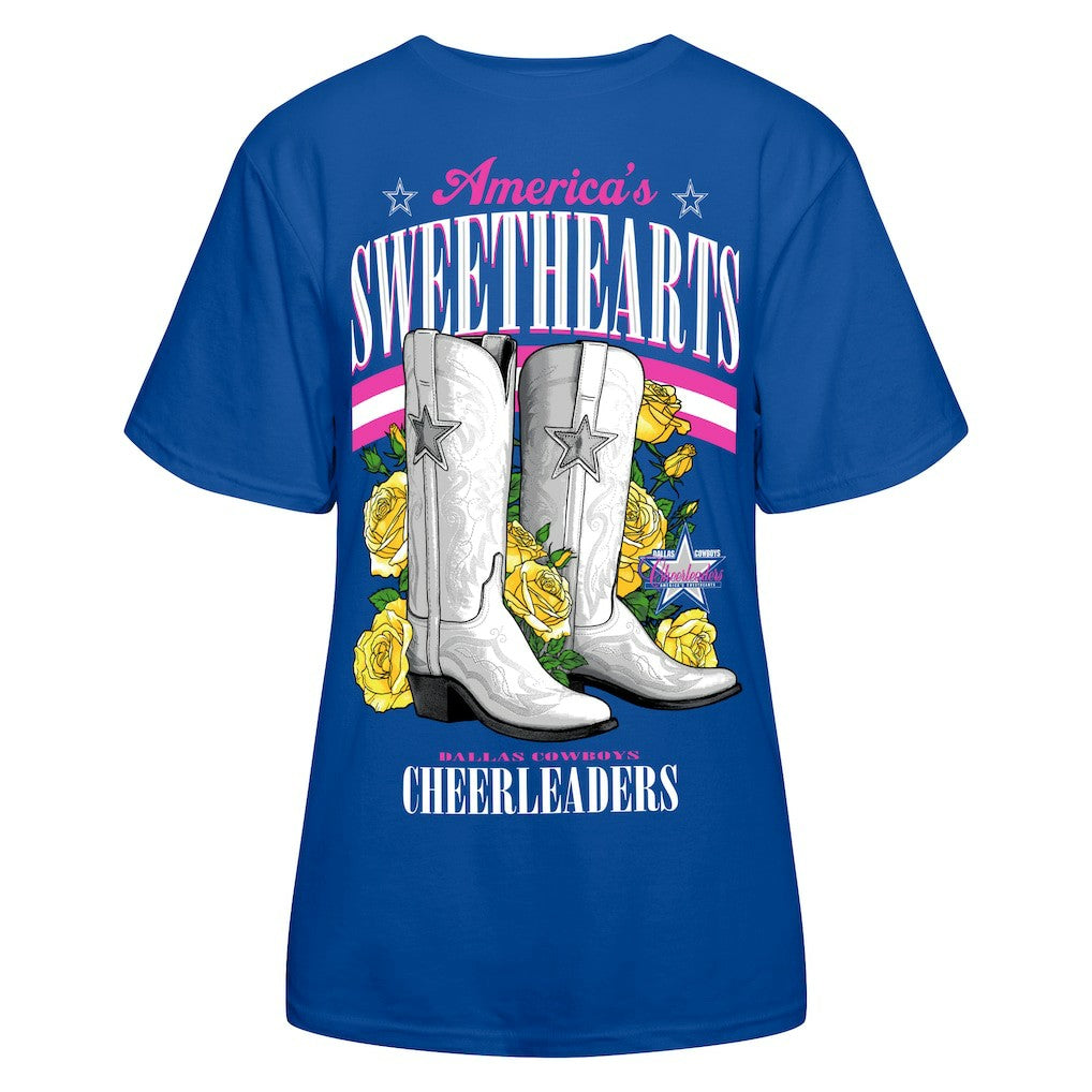 Dallas Cowboys Cheerleaders Women's Sweetheart Boots T-Shirt Royal | NFL
