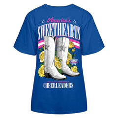 Dallas Cowboys Cheerleaders Women's Sweetheart Boots T-Shirt Royal | NFL