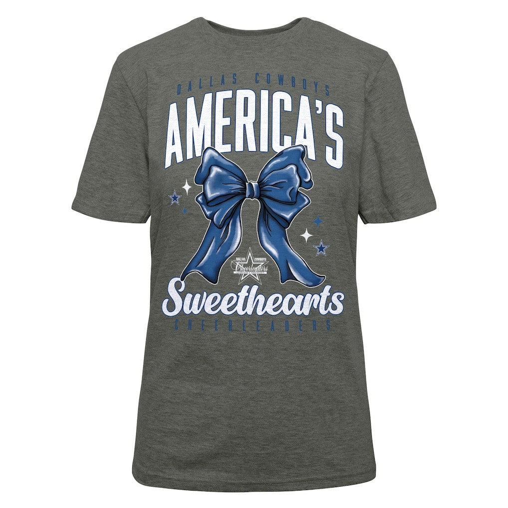Dallas Cowboys Cheerleaders Women's Sweetheart Bow T-Shirt Gray | NFL