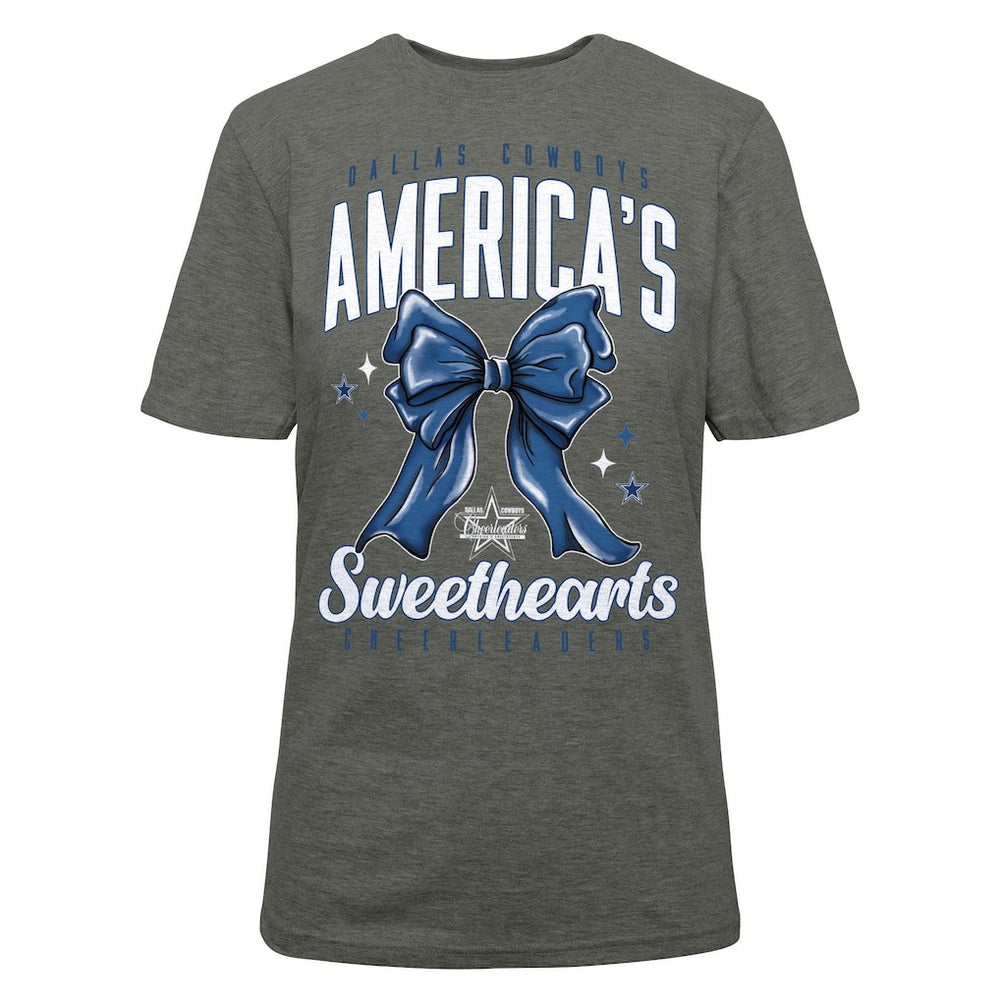 Dallas Cowboys Cheerleaders Women's Sweetheart Bow T-Shirt Gray | NFL