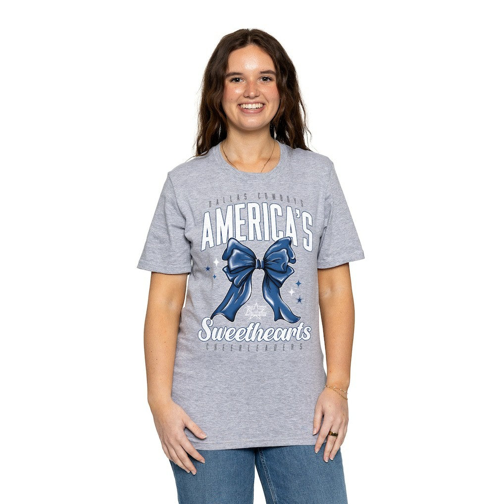 Dallas Cowboys Cheerleaders Women's Sweetheart Bow T-Shirt Gray | NFL