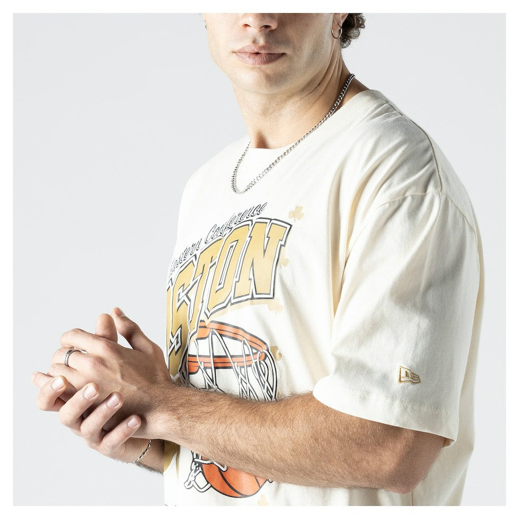 Boston Celtics Oversized City Edition Remix Vintage T-Shirt Cream - NBA