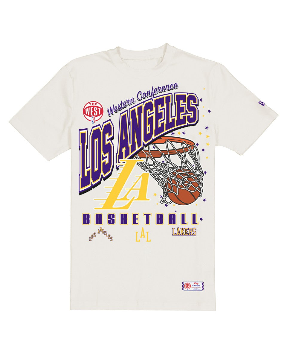 Los Angeles Lakers Oversized City Edition Remix Vintage T-Shirt Cream - NBA