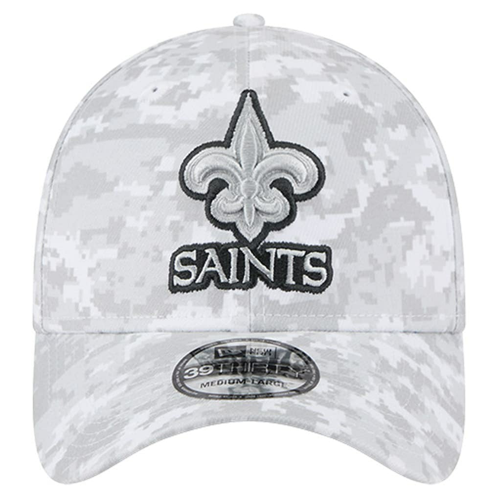 New Orleans Saints New Era 2025 Salute to Service Digital Camo Fan Pack 39THIRTY Flex Hat White | NFL