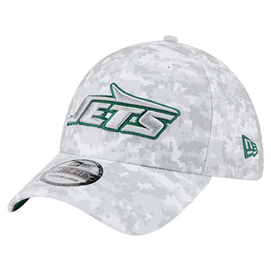 New York Jets New Era 2025 Salute to Service Digital Camo Fan Pack 39THIRTY Flex Hat White | NFL