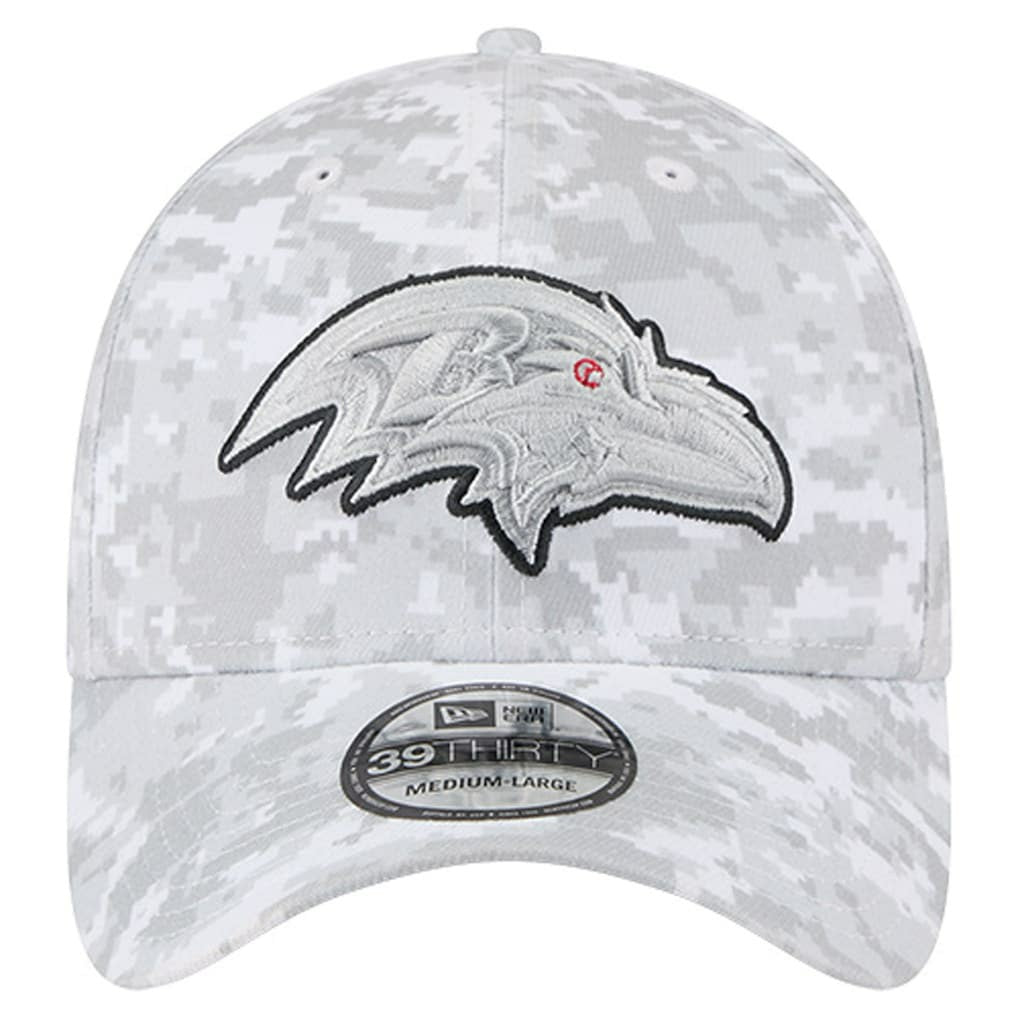 Baltimore Ravens New Era 2025 Salute to Service Digital Camo Fan Pack 39THIRTY Flex Hat White | NFL