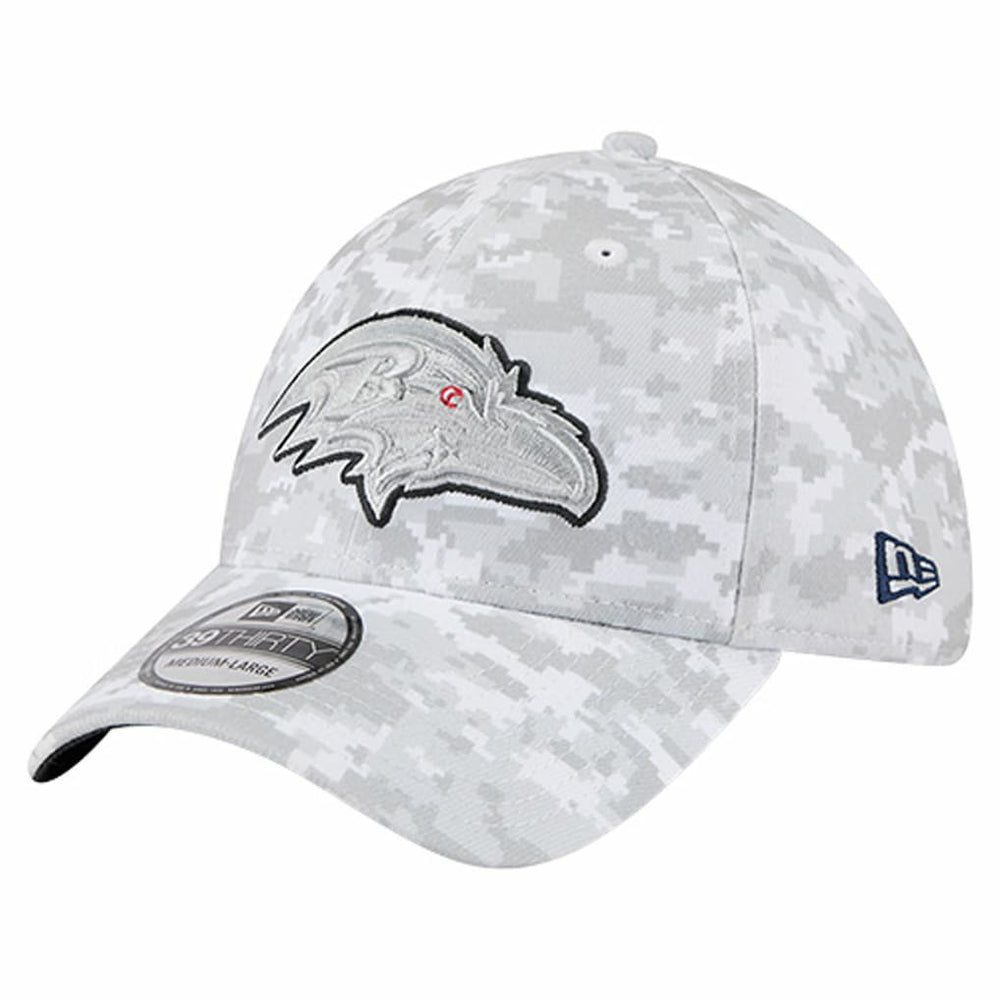 Baltimore Ravens New Era 2025 Salute to Service Digital Camo Fan Pack 39THIRTY Flex Hat White | NFL