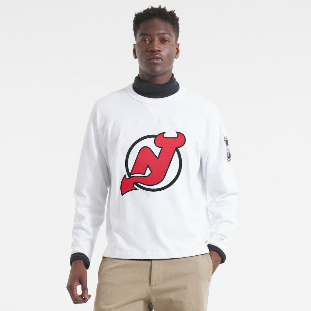 New Jersey Devils Todd Snyder Heavyweight Long Sleeve Jersey Style T-Shirt - White - NHL
