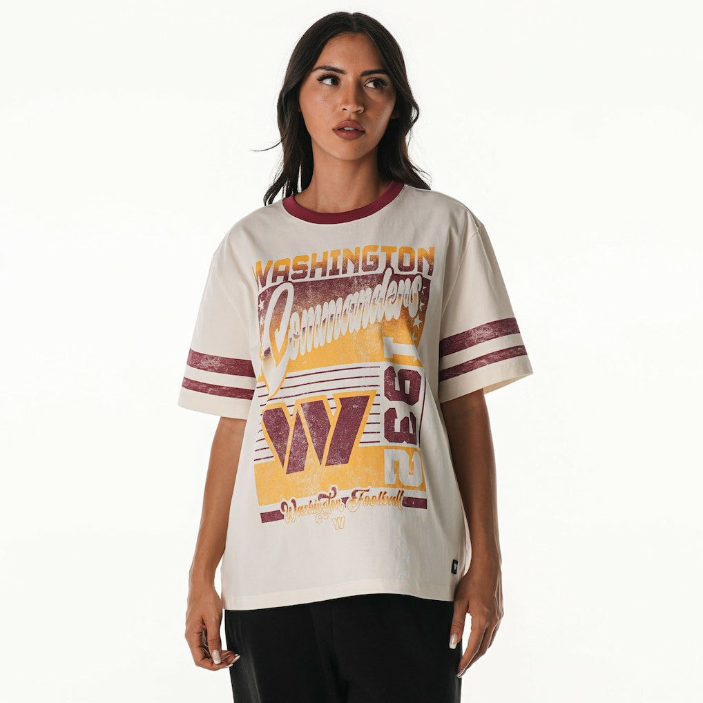 Washington Commanders The Wild Collective Women's Vintage Drop Shoulder Oversized Boyfriend T-Shirt Cream | NFL