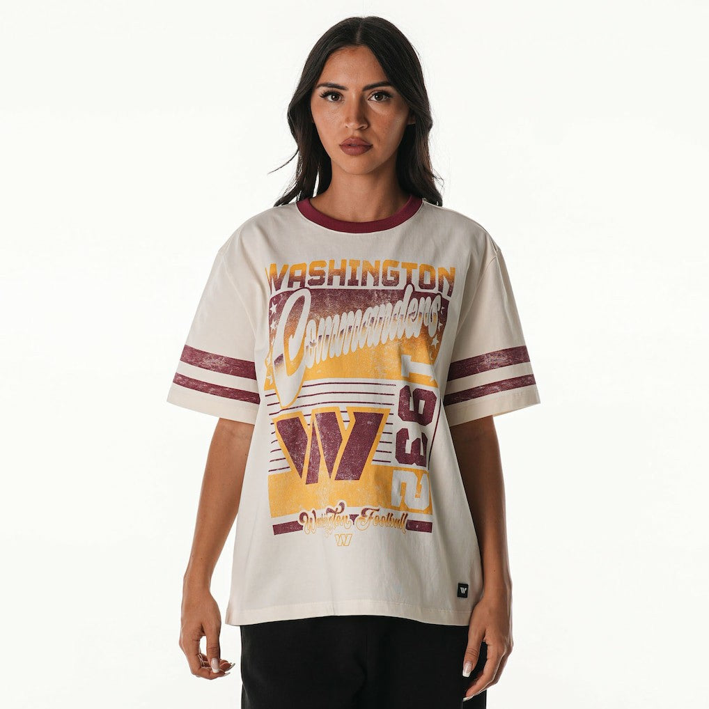 Washington Commanders The Wild Collective Women's Vintage Drop Shoulder Oversized Boyfriend T-Shirt Cream | NFL