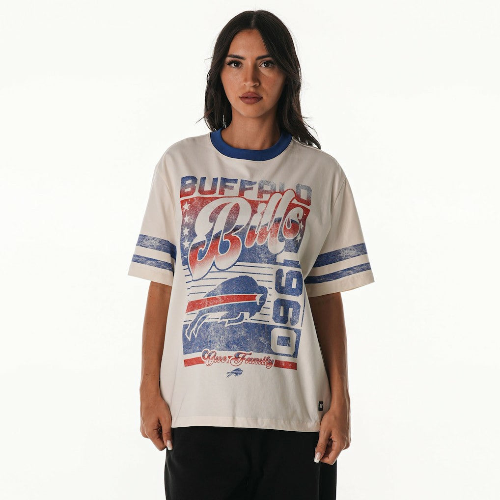 Buffalo Bills The Wild Collective Women's Vintage Drop Shoulder Oversized Boyfriend T-Shirt Cream | NFL
