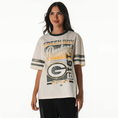 Green Bay Packers The Wild Collective Women's Vintage Drop Shoulder Oversized Boyfriend T-Shirt Cream | NFL
