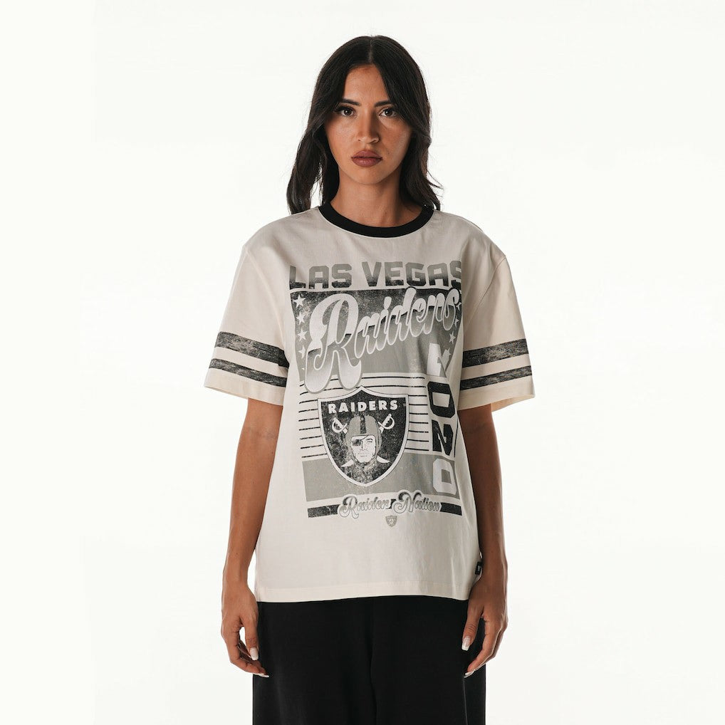 Las Vegas Raiders The Wild Collective Women's Vintage Drop Shoulder Oversized Boyfriend T-Shirt Cream | NFL
