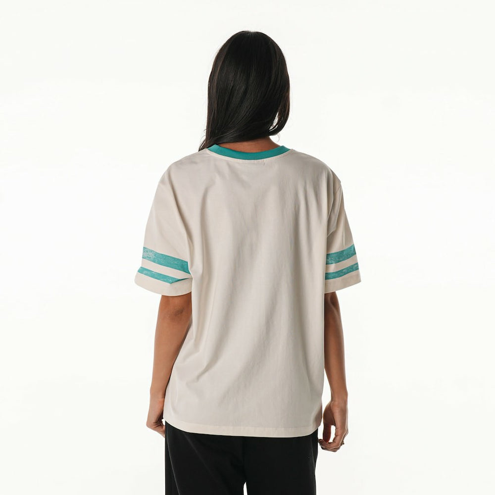 Miami Dolphins The Wild Collective Women's Vintage Drop Shoulder Oversized Boyfriend T-Shirt Cream | NFL