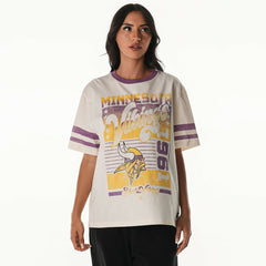 Minnesota Vikings The Wild Collective Women's Vintage Drop Shoulder Oversized Boyfriend T-Shirt Cream | NFL