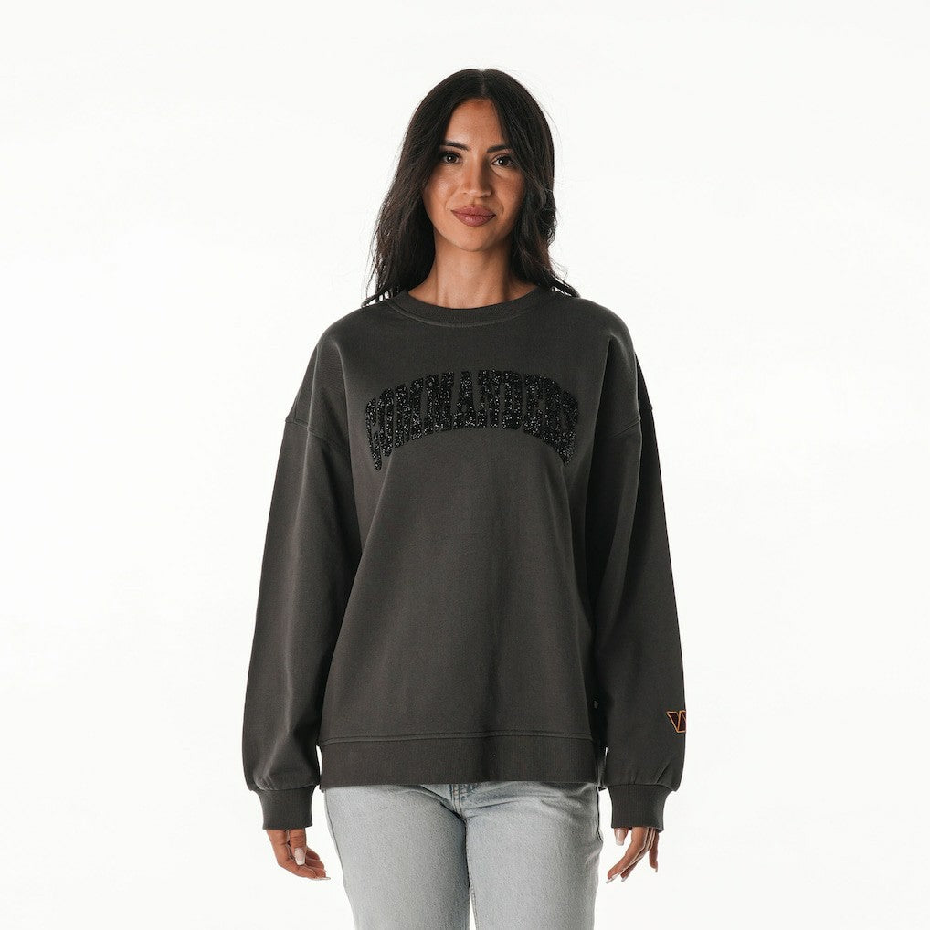 Washington Commanders The Wild Collective Women's Rock Crystal Oversized Crewneck Sweatshirt Charcoal | NFL