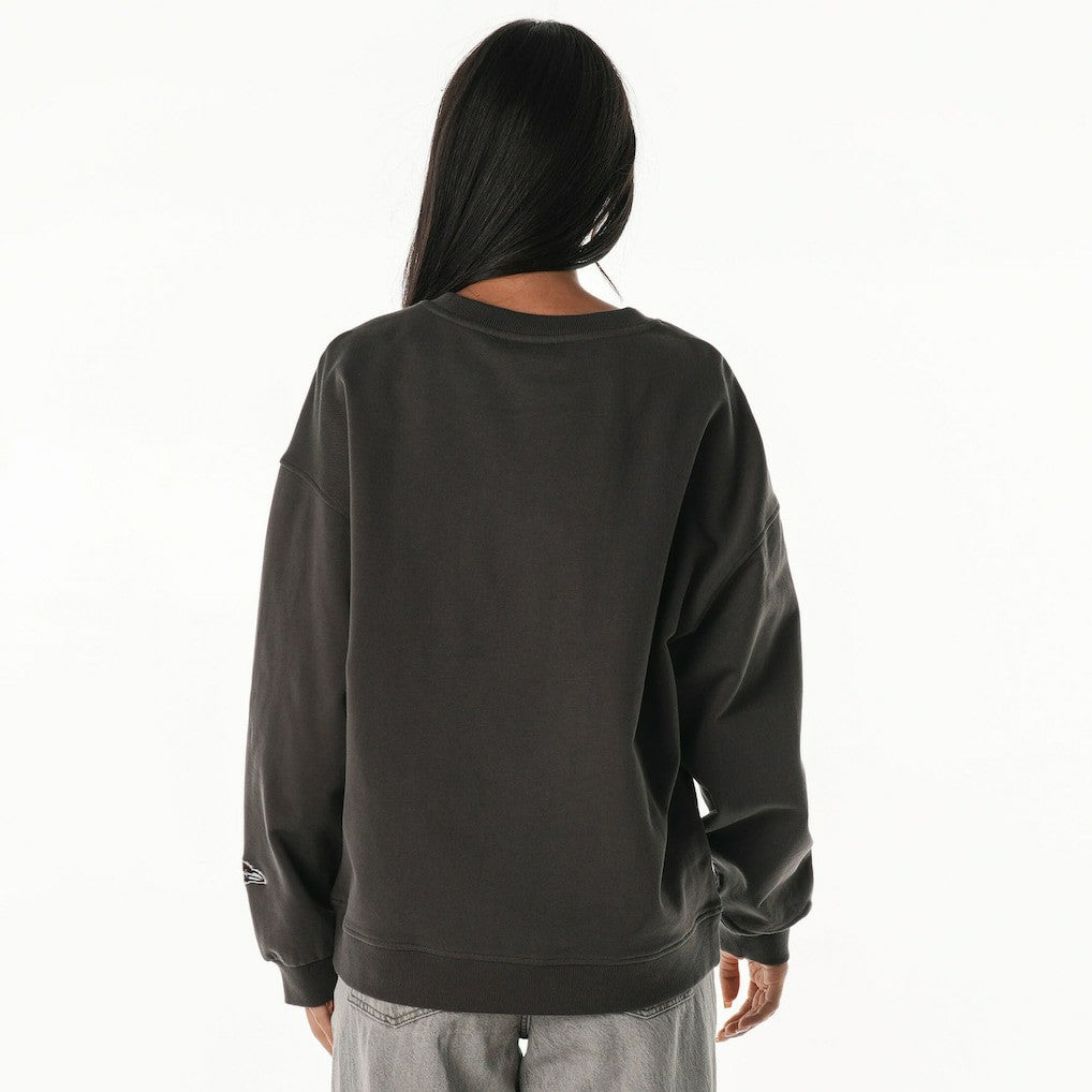 Baltimore Ravens The Wild Collective Women's Rock Crystal Oversized Crewneck Sweatshirt Charcoal | NFL