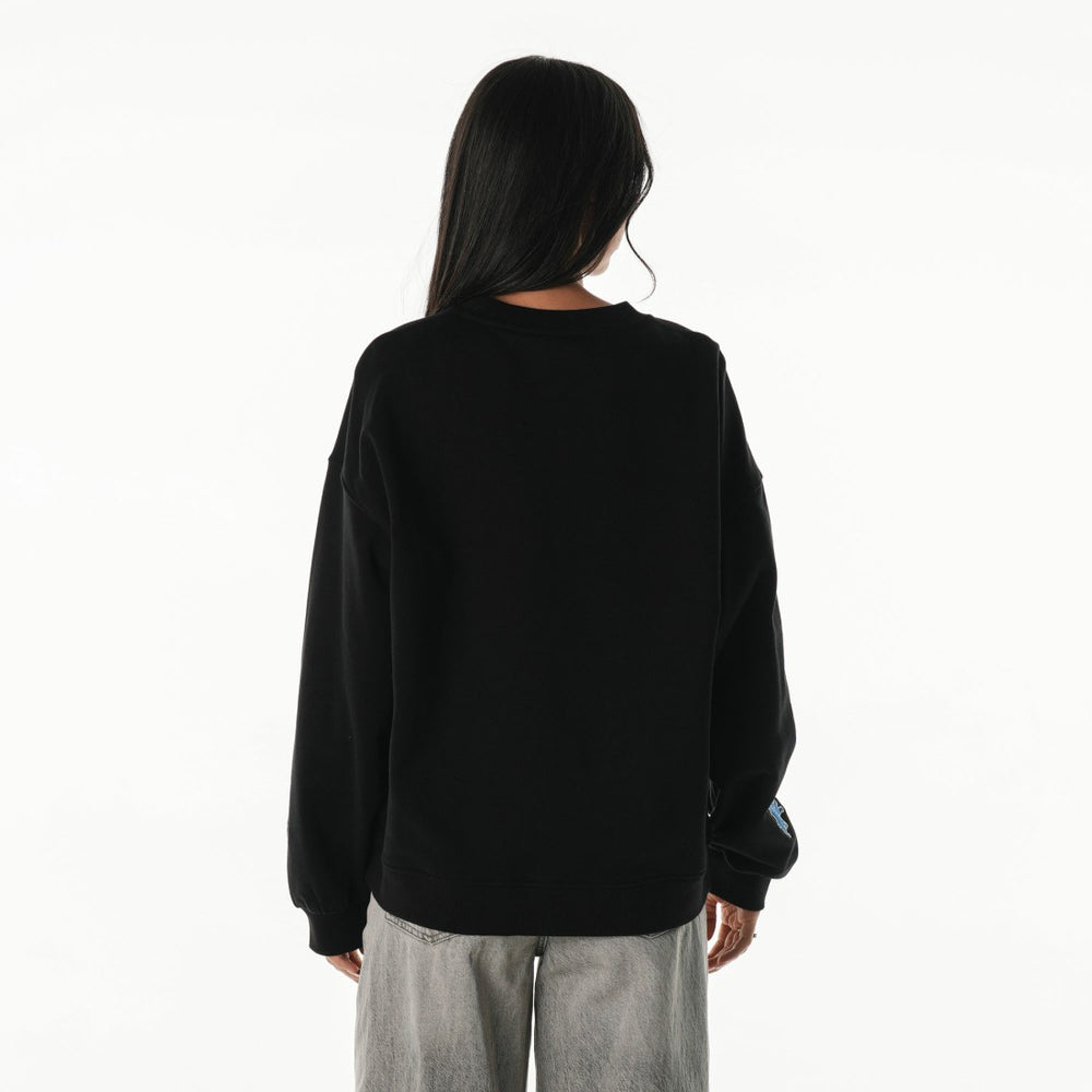 Detroit Lions The Wild Collective Women's Rock Crystal Oversized Crewneck Sweatshirt Black | NFL