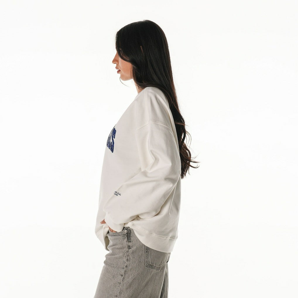 Indianapolis Colts The Wild Collective Women's Rock Crystal Oversized Crewneck Sweatshirt White | NFL