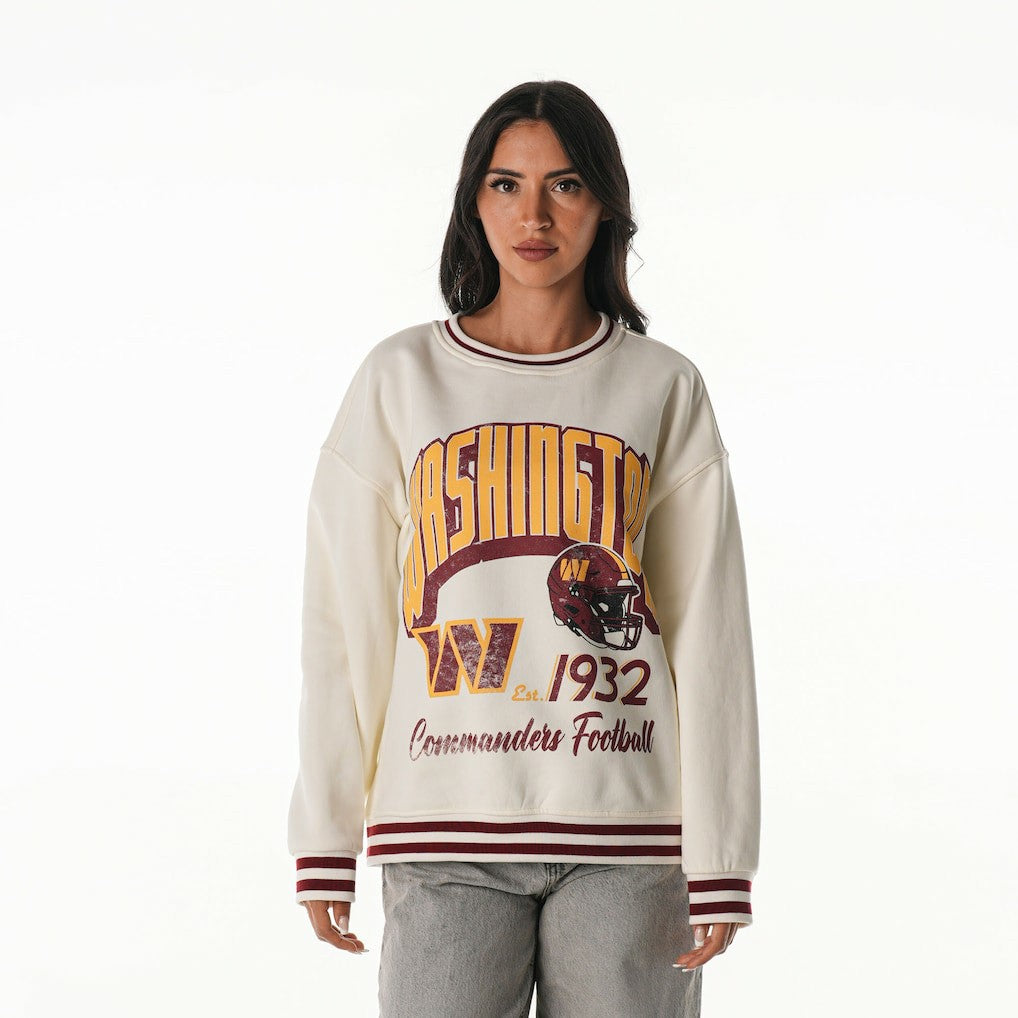 Washington Commanders The Wild Collective Women's Oversized Vintage French Terry Sweatshirt Cream | NFL