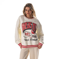 Kansas City Chiefs The Wild Collective Women's Oversized Vintage French Terry Sweatshirt Cream | NFL