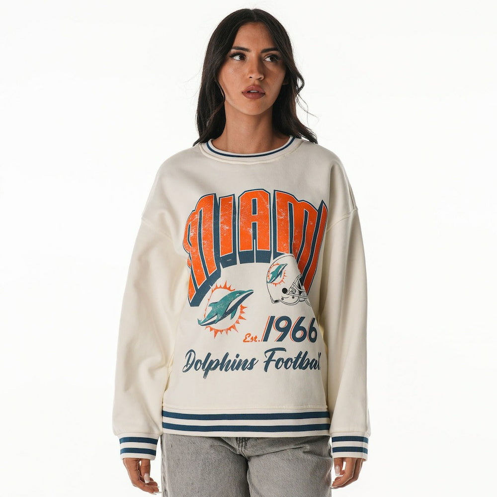 Miami Dolphins The Wild Collective Women's Oversized Vintage French Terry Sweatshirt Cream | NFL