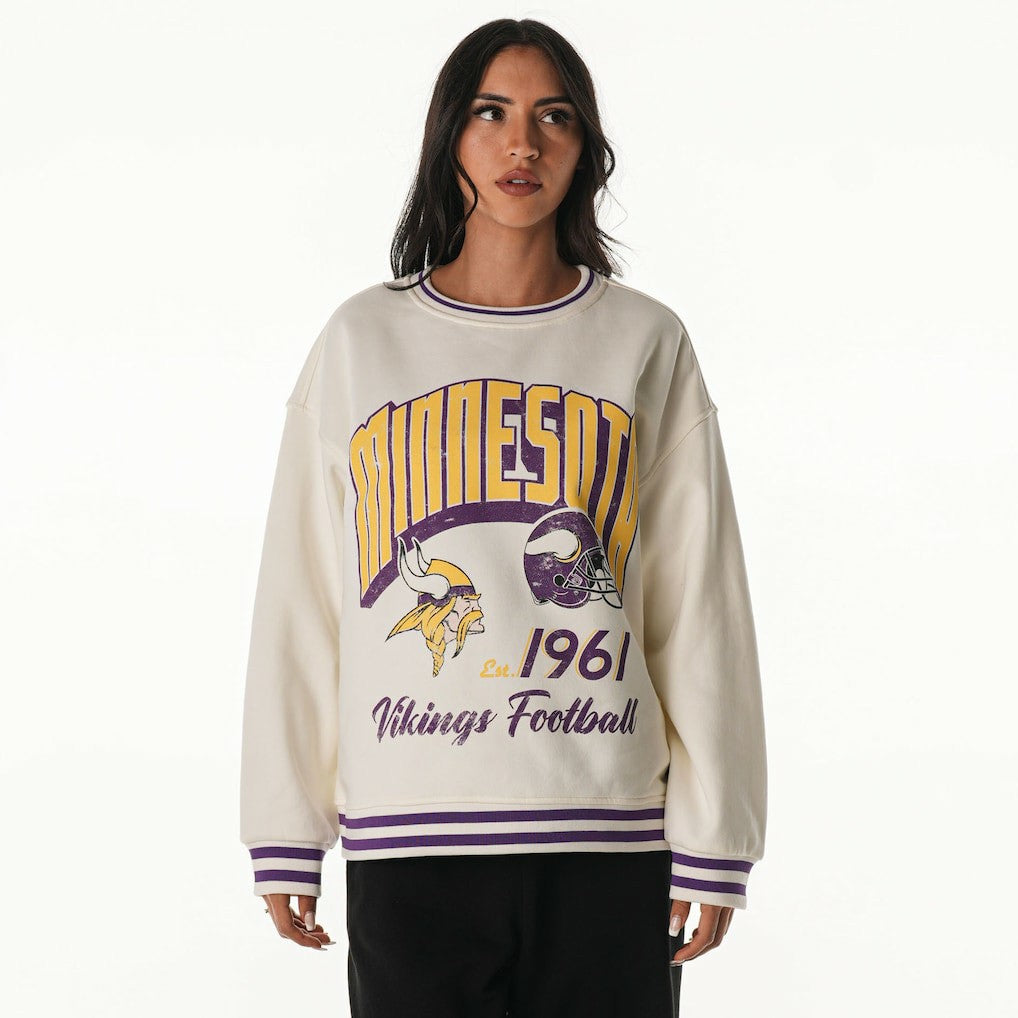 Minnesota Vikings The Wild Collective Women's Oversized Vintage French Terry Sweatshirt Cream | NFL