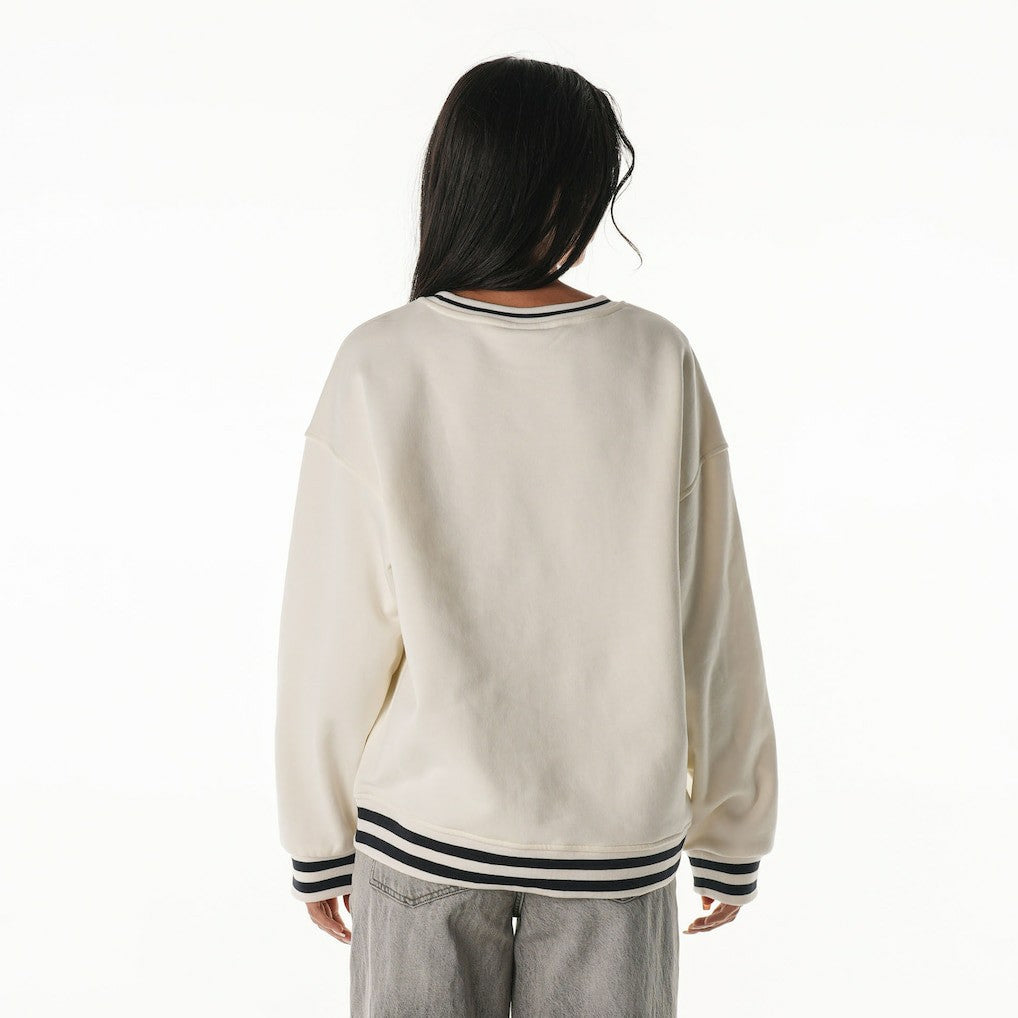New England Patriots The Wild Collective Women's Oversized Vintage French Terry Sweatshirt Cream | NFL