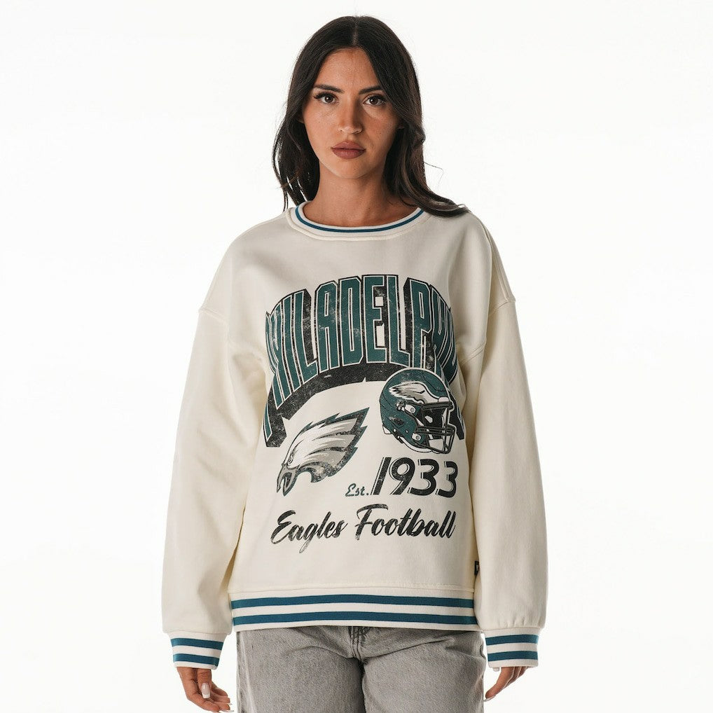 Philadelphia Eagles The Wild Collective Women's Oversized Vintage French Terry Sweatshirt Cream | NFL