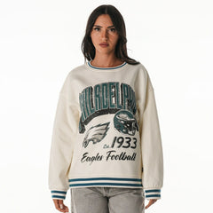 Philadelphia Eagles The Wild Collective Women's Oversized Vintage French Terry Sweatshirt Cream | NFL