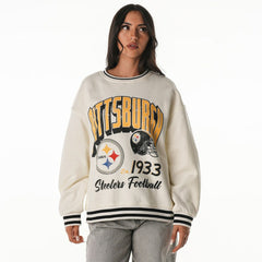 Pittsburgh Steelers The Wild Collective Women's Oversized Vintage French Terry Sweatshirt Cream | NFL