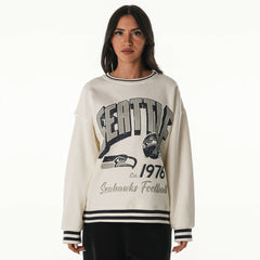 Seattle Seahawks The Wild Collective Women's Oversized Vintage French Terry Sweatshirt Cream | NFL