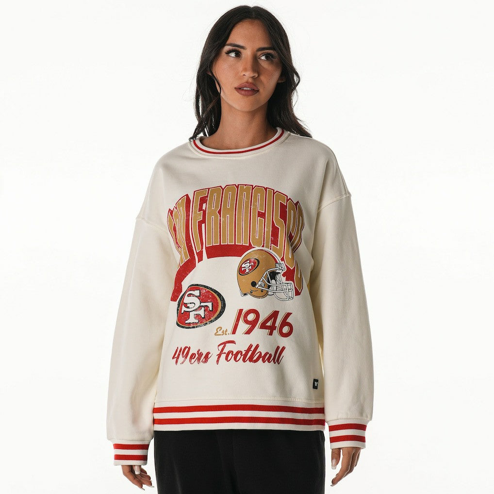 San Francisco 49ers The Wild Collective Women's Oversized Vintage French Terry Sweatshirt Cream | NFL
