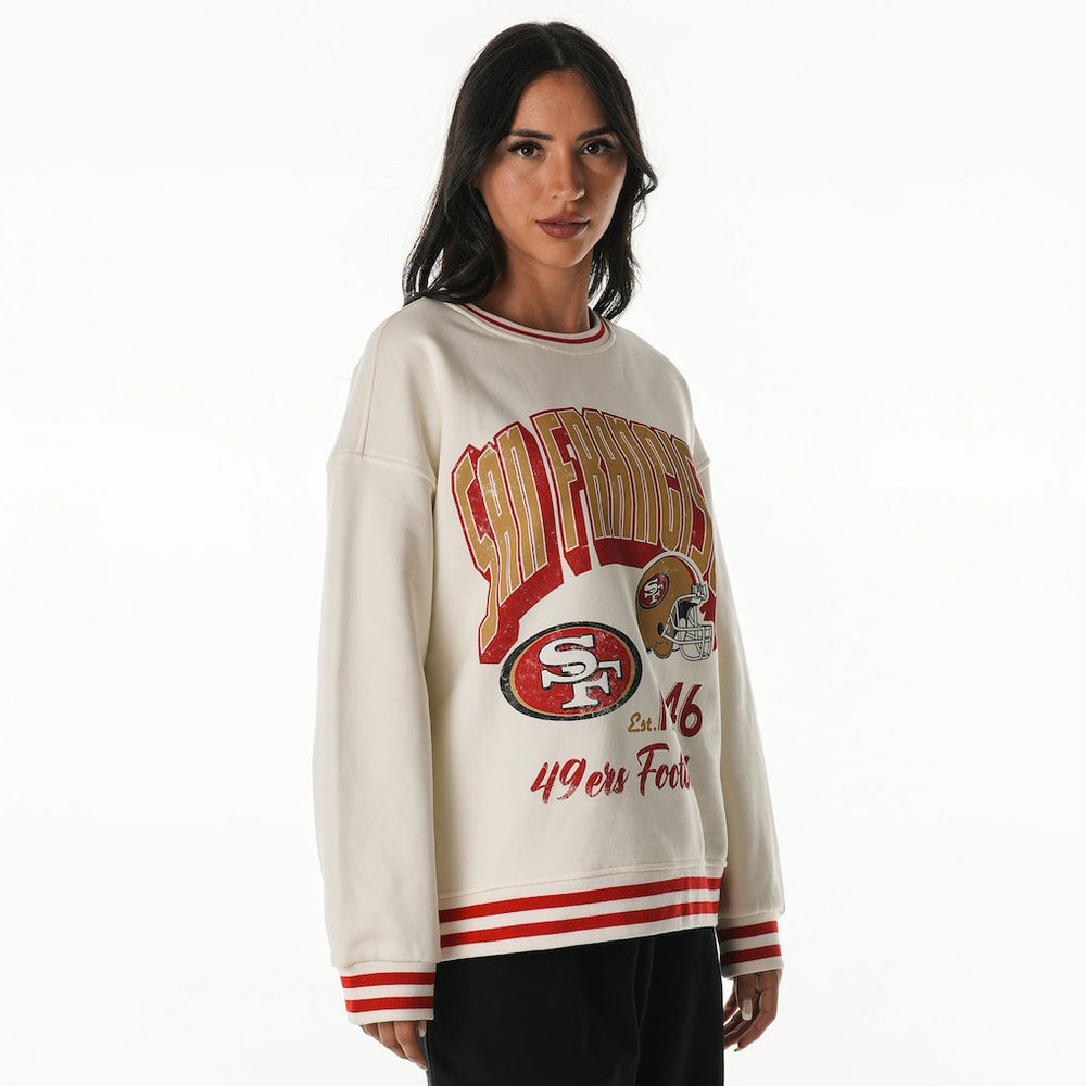 San Francisco 49ers The Wild Collective Women's Oversized Vintage French Terry Sweatshirt Cream | NFL