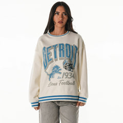 Detroit Lions The Wild Collective Women's Oversized Vintage French Terry Sweatshirt Cream | NFL