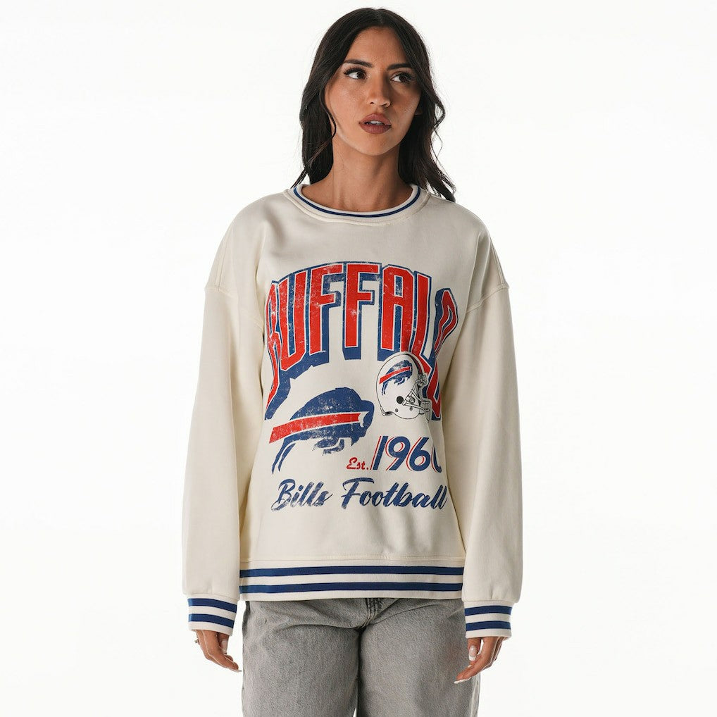Buffalo Bills The Wild Collective Women's Oversized Vintage French Terry Sweatshirt Cream | NFL